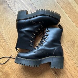 Dr. Martens Leona Women’s Black Leather Combat Boots